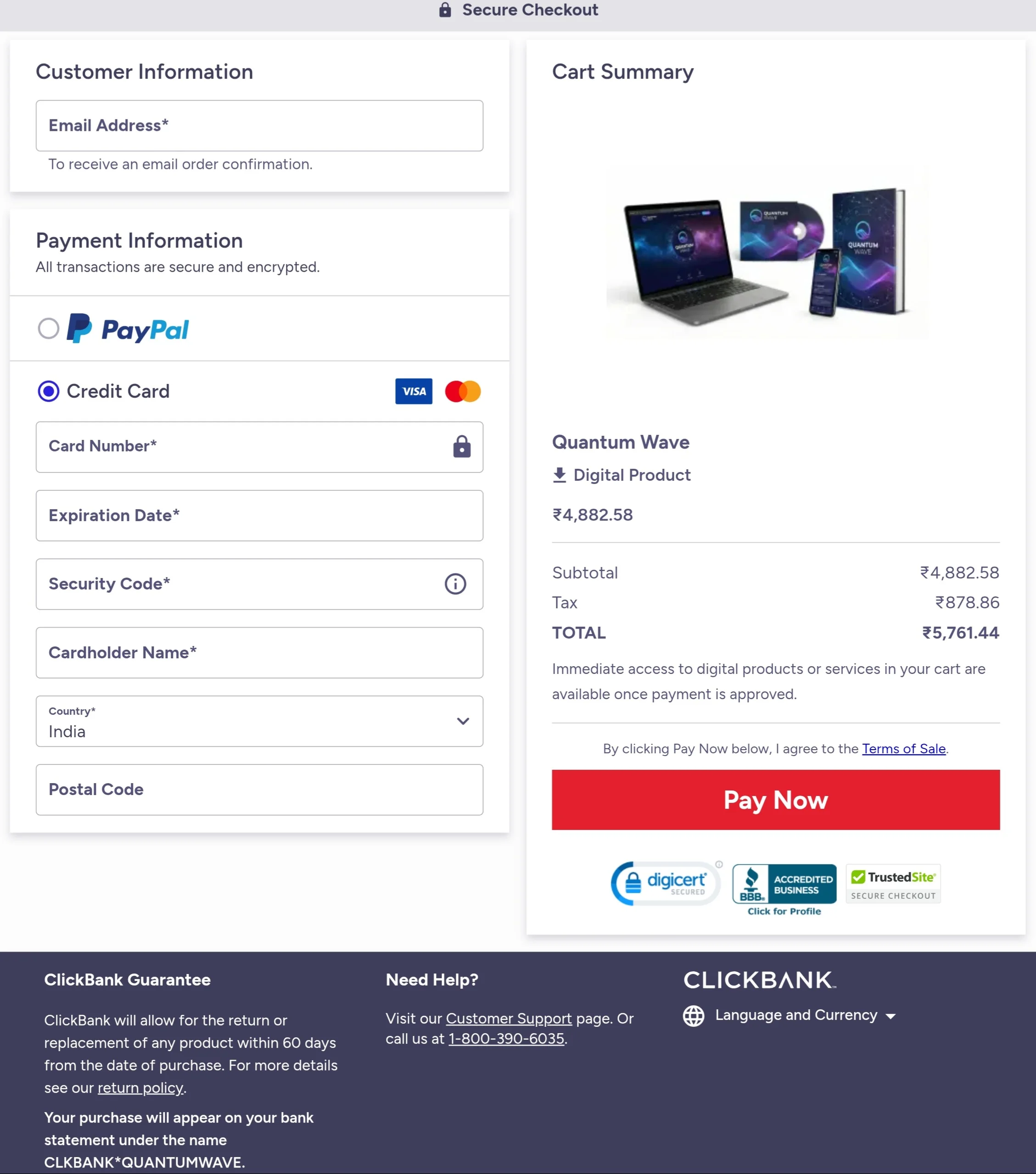 Quantum Wave order form